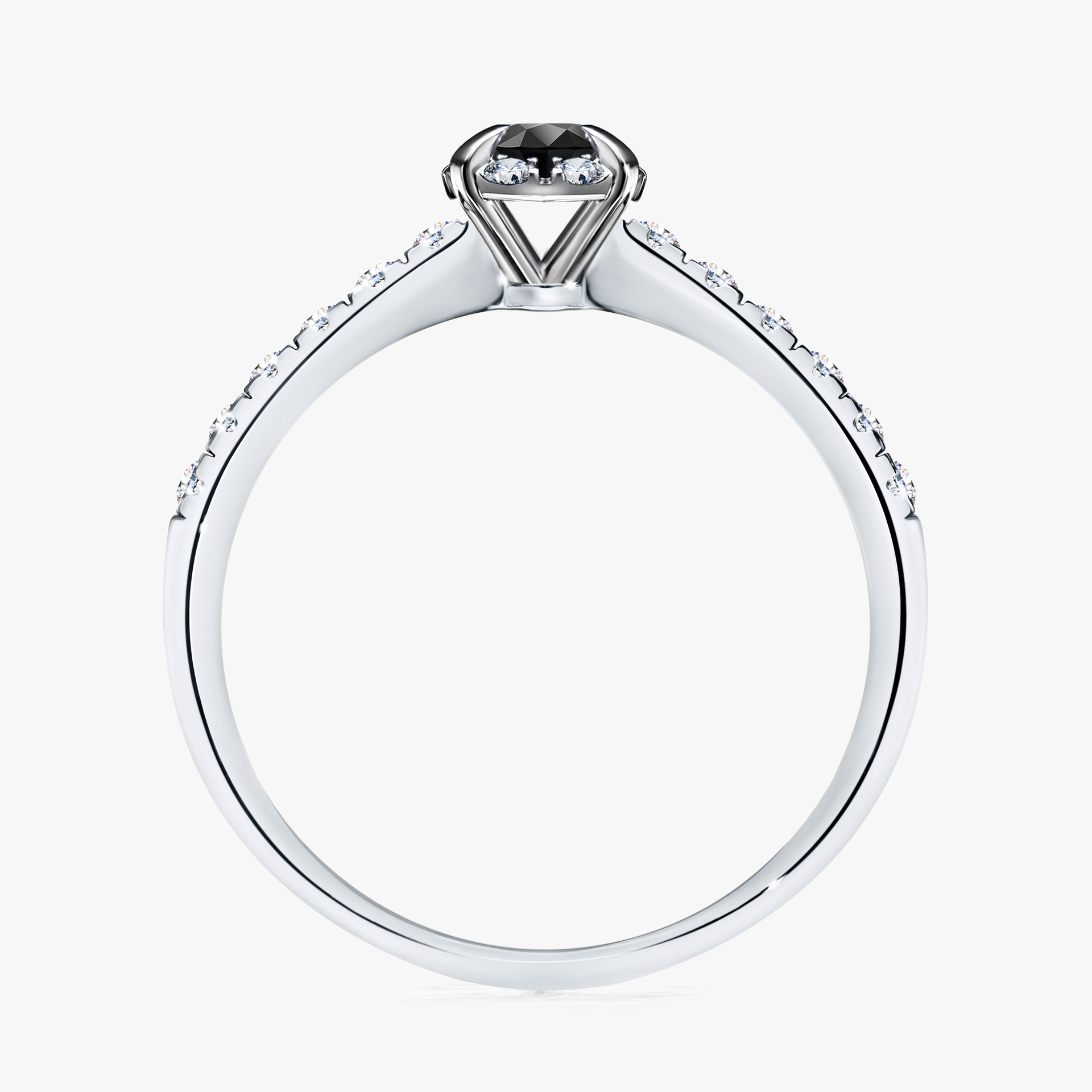 Pierścionek zaręczynowy My Princess z białego złota z czarnym diamentem 0,28ct